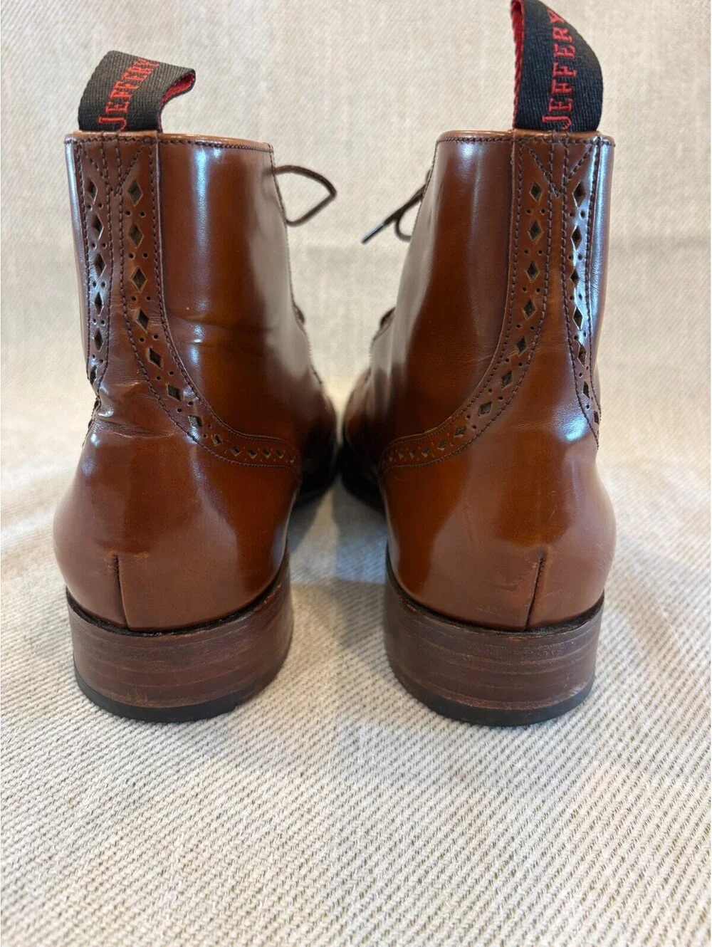 Jeffery-West Men's Tan Leather Wingtip Brogue Boots  England Size UK 8 / US 9